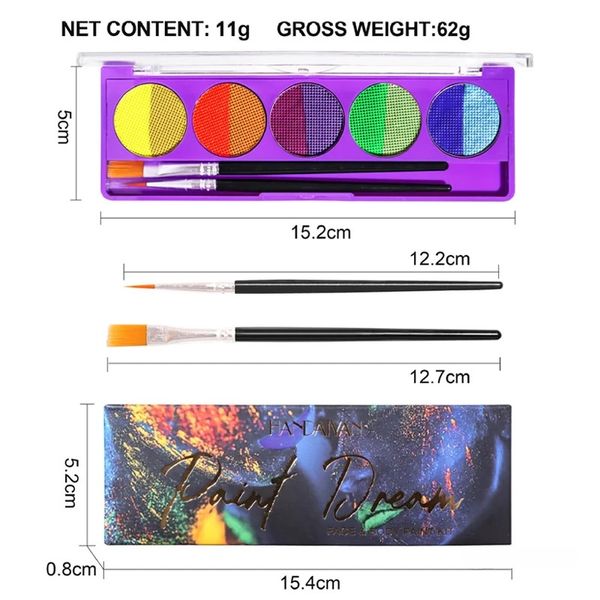 Ультрафиолетовый неоновый аквагрим для лица и тела, масляный крем, безопасный детский флеш-тату, живопись, искусство Хэллоуин, рождественская вечеринка, палетка для макияжа с набором кистей. AFN фото