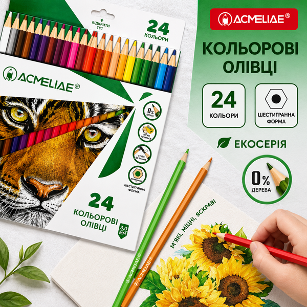 Набір кольорових олівців Acmeliae, 24 кольори 0247 фото