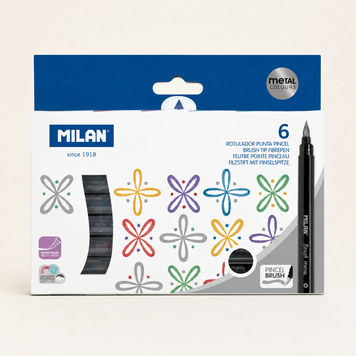 Набір маркерів-пензлів MILAN Brush Metal 6 кольорів 0230 фото