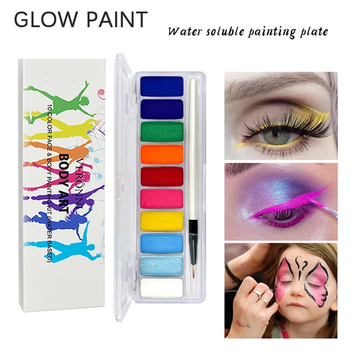 Аквагрим Neon Oil Face Body Art Paint, 10 кольорів з пензликом (№2) VERONNI2 фото